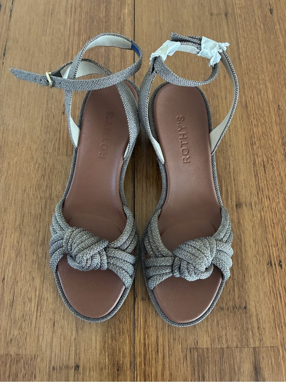 Rothy's Women's Knot-Front Ankle Strap Sandals in Silver